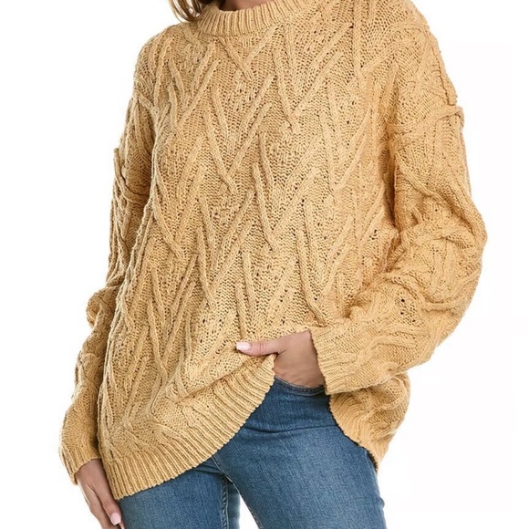 Free People Women's Isla Cable Knit Sweater Tan - Picture 1 of 9